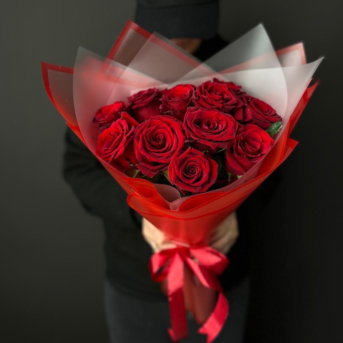 Букеты из красных роз 40 см (Эквадор) [код товара   192864]