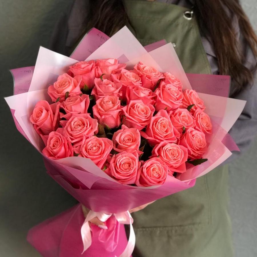 Розовые розы 50 см 25 шт. (Россия) (Артикул   341880)