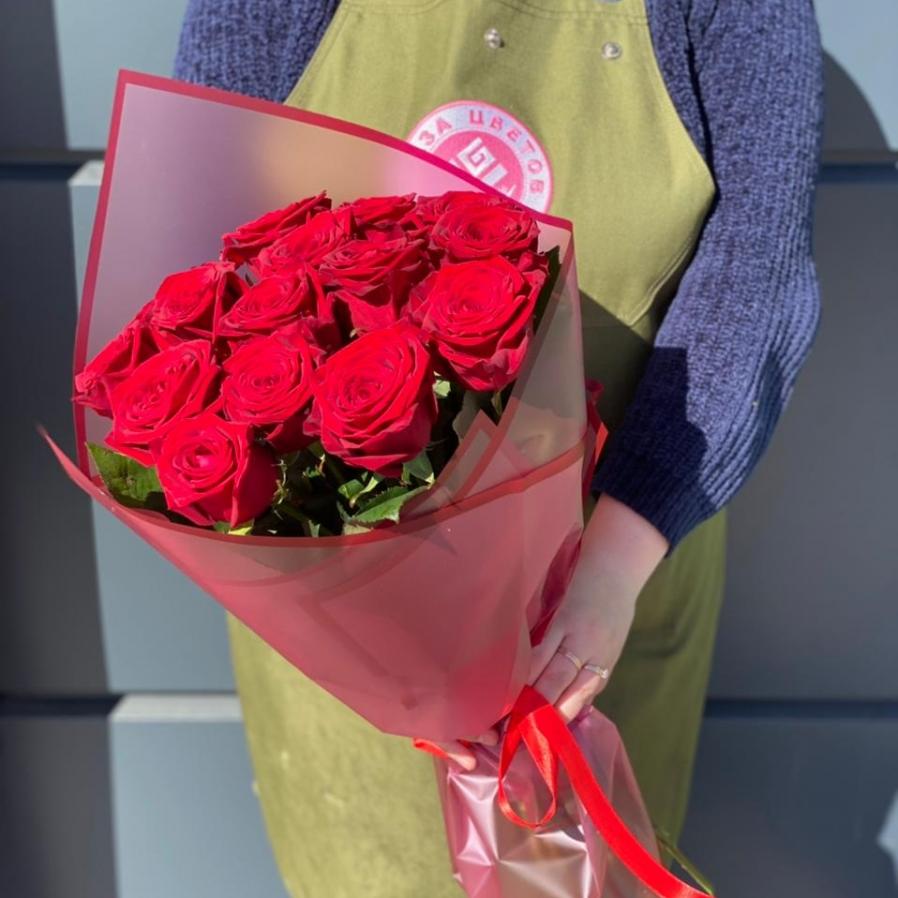 Красные розы 60 см 15 шт. (Россия) артикул: 342216