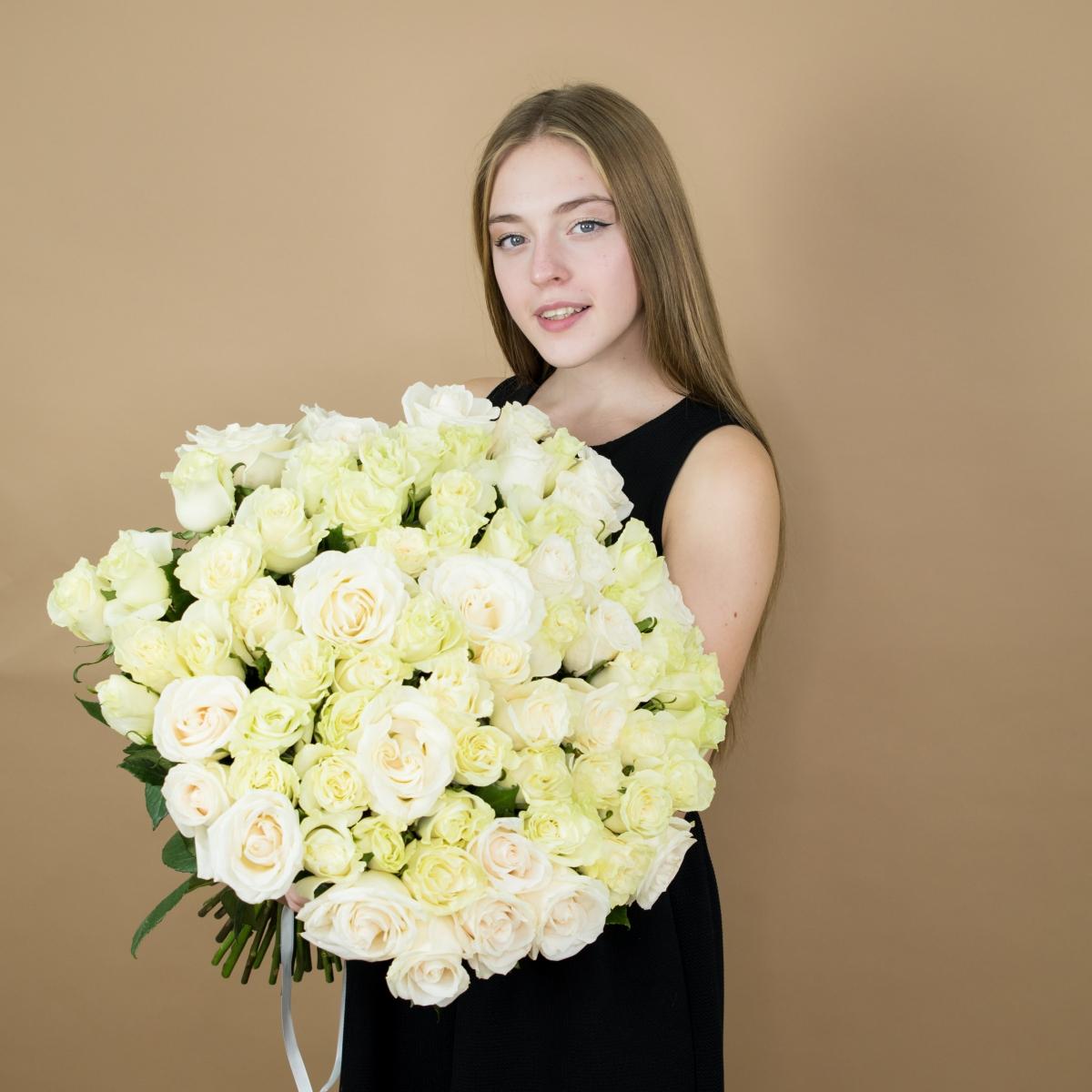 Букет из белых роз 101 шт 40 см (Эквадор) № - 93240