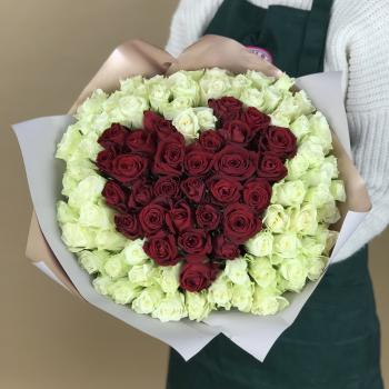 Букет 101 роза (Кения) в виде Сердца №  117936